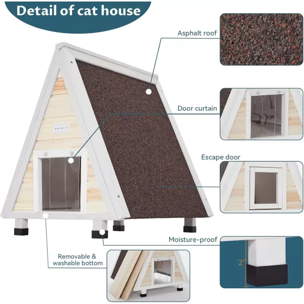 Petsfit Cat House for Outdoor Indoor Cats Weatherproof Outside Feral Cat Shelter with Escape DoorBSingle StorySolid