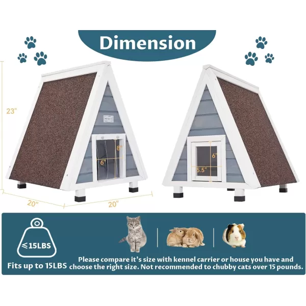 Petsfit Cat House for Outdoor Indoor Cats Weatherproof Outside Feral Cat Shelter with Escape DoorLight Grey