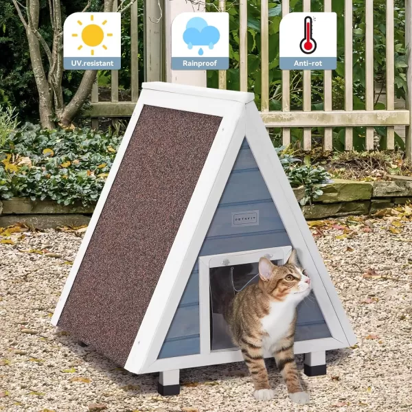 Petsfit Cat House for Outdoor Indoor Cats Weatherproof Outside Feral Cat Shelter with Escape DoorLight Grey