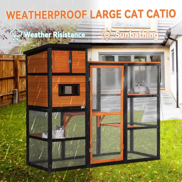 Petsfit Outdoor Catio 4 Tries 2 Resting Room 4 Platforms and Waterproof Roof Catio Outdoor Cat Enclosure