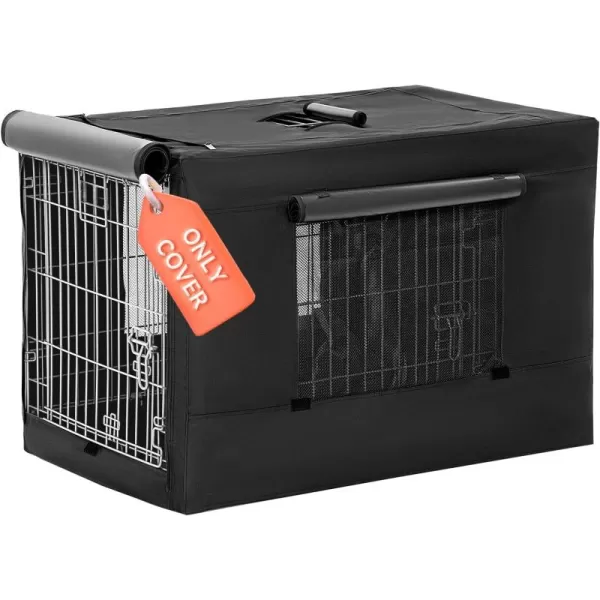 PETSFIT Dog Kennel Cover for Wire Dog Crate30in36inch42inch Single DoorDouble Doors Mesh Window Flap On The Top and Back is Detachable Dog Crate Cover Black 36inchBlacksingle Door