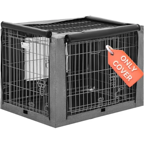 PETSFIT Dog Kennel Cover for Wire Dog Crate30in36inch42inch Single DoorDouble Doors Mesh Window Flap On The Top and Back is Detachable Dog Crate Cover Black 36inchGreydouble door