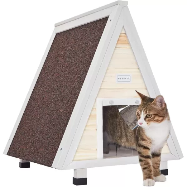 Petsfit Cat House for Outdoor Indoor Cats Weatherproof Outside Feral Cat Shelter with Escape DoorBSingle StorySolid