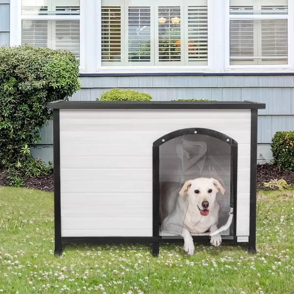 Petsfit 402quot Dog House Outside Dog House Weatherproof No Tools Required Assembly Folding Dog House Outdoor Unfold to Use Outdoor Dog House with Door Flap Medium GreyWhiteL453 L