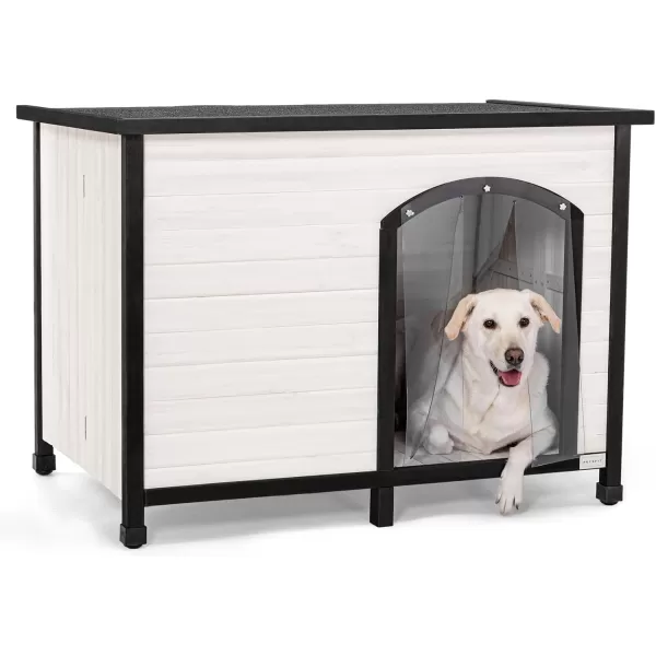 Petsfit 402quot Dog House Outside Dog House Weatherproof No Tools Required Assembly Folding Dog House Outdoor Unfold to Use Outdoor Dog House with Door Flap Medium GreyWhiteL453 L