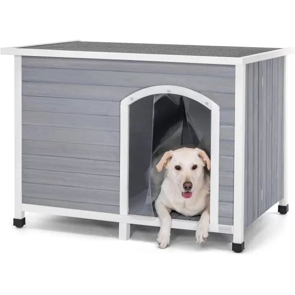 Petsfit 402quot Dog House Outside Dog House Weatherproof No Tools Required Assembly Folding Dog House Outdoor Unfold to Use Outdoor Dog House with Door Flap Medium GreyGreyL453 L