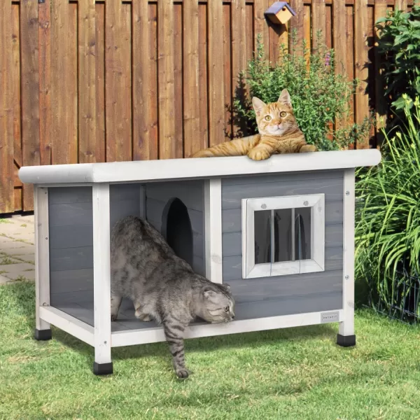 Petsfit Extra Large Dog House Outdoor Wooden Dog House for Large Dogs Red 456quotL X 31quotW X 32quotHGrey