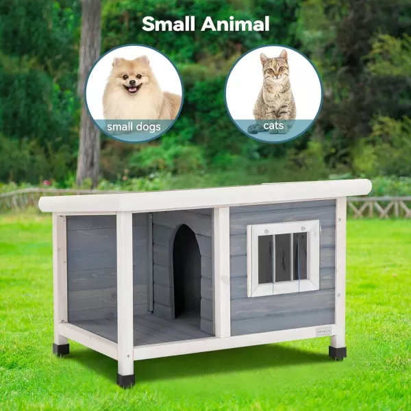 Petsfit Extra Large Dog House Outdoor Wooden Dog House for Large Dogs Red 456quotL X 31quotW X 32quotHGrey