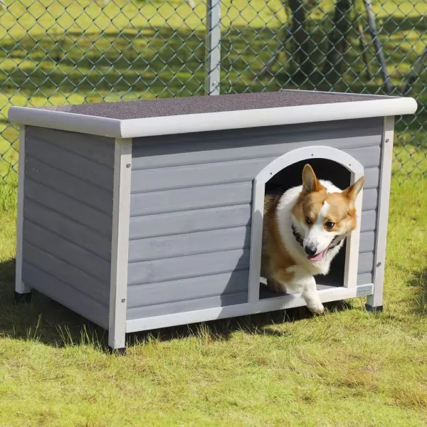 Petsfit Extra Large Dog House Outdoor Wooden Dog House for Large Dogs Red 456quotL X 31quotW X 32quotHLight Grey