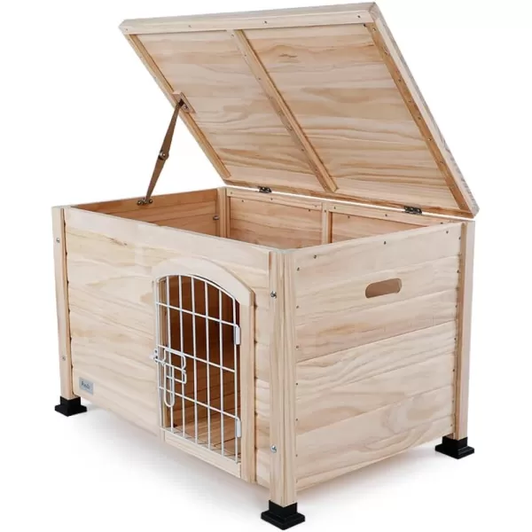 Petsfit Extra Large Dog House Outdoor Wooden Dog House for Large Dogs Red 456quotL X 31quotW X 32quotHNatural Wood