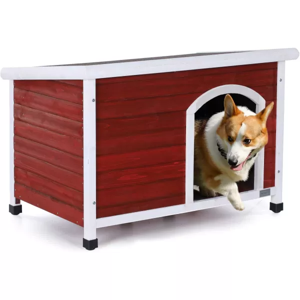 Petsfit Extra Large Dog House Outdoor Wooden Dog House for Large Dogs Red 456quotL X 31quotW X 32quotHRed