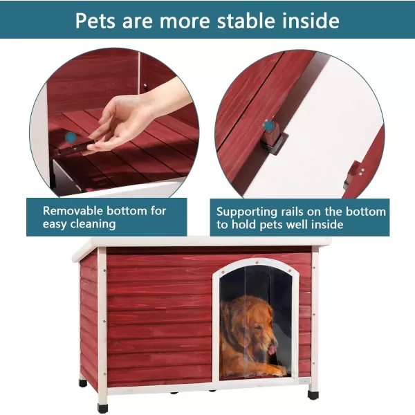 Petsfit Extra Large Dog House Outdoor Wooden Dog House for Large Dogs Red 456quotL X 31quotW X 32quotHRed