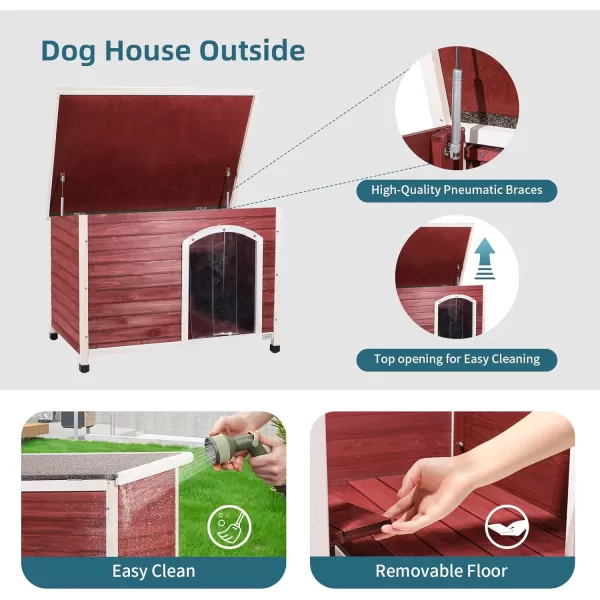 Petsfit Extra Large Dog House Outdoor Wooden Dog House for Large Dogs Red 456quotL X 31quotW X 32quotHRed