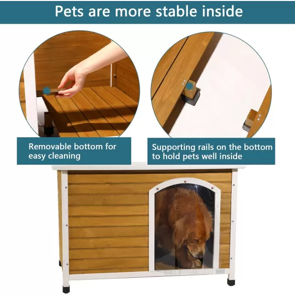 Petsfit Extra Large Dog House Outdoor Wooden Dog House for Large Dogs Red 456quotL X 31quotW X 32quotHYellow and White