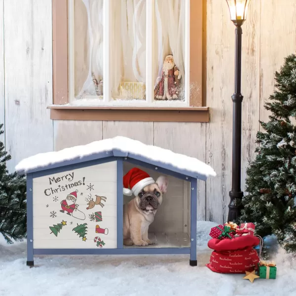Petsfit Large Dog House 465quot L x 317quot W x 325quot H PVC Roof Outdoor Dog House for Small Medium Large Dogs Durable Dog House for Easy Clean and Assemble WhiteS33L x 225W x 252H