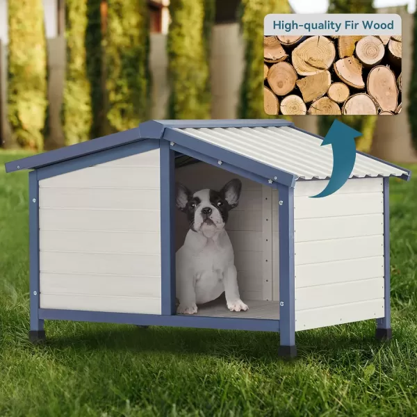 Petsfit Large Dog House 465quot L x 317quot W x 325quot H PVC Roof Outdoor Dog House for Small Medium Large Dogs Durable Dog House for Easy Clean and Assemble WhiteS33L x 225W x 252H
