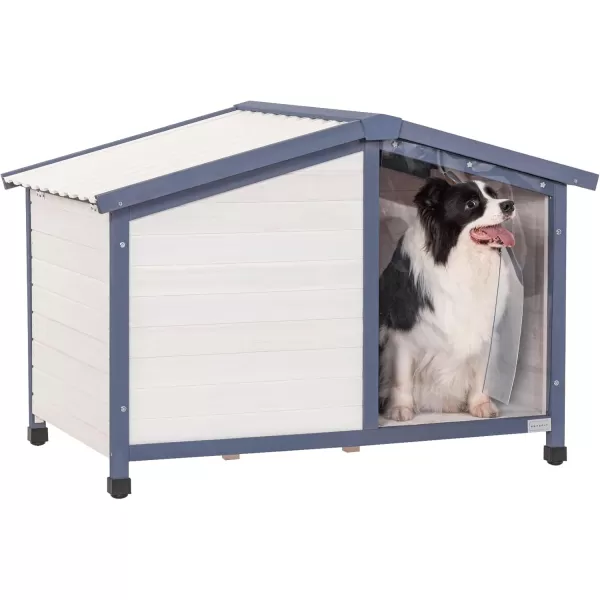 Petsfit Large Dog House 465quot L x 317quot W x 325quot H PVC Roof Outdoor Dog House for Small Medium Large Dogs Durable Dog House for Easy Clean and Assemble WhiteL465 L x 317 W x 325 H