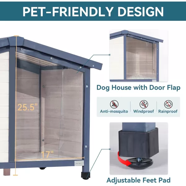 Petsfit Large Dog House 465quot L x 317quot W x 325quot H PVC Roof Outdoor Dog House for Small Medium Large Dogs Durable Dog House for Easy Clean and Assemble WhiteLarge465L x 317W x 325H