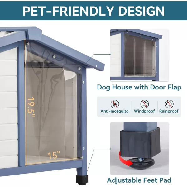 Petsfit Large Dog House 465quot L x 317quot W x 325quot H PVC Roof Outdoor Dog House for Small Medium Large Dogs Durable Dog House for Easy Clean and Assemble WhiteMedium42L x 289W x 275H