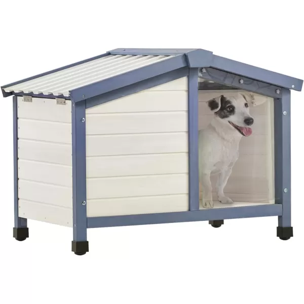 Petsfit Large Dog House 465quot L x 317quot W x 325quot H PVC Roof Outdoor Dog House for Small Medium Large Dogs Durable Dog House for Easy Clean and Assemble WhiteS33L x 225W x 252H