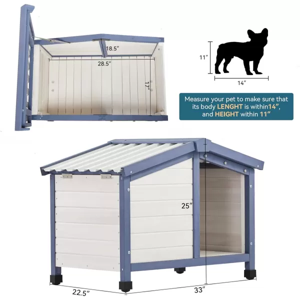 Petsfit Large Dog House 465quot L x 317quot W x 325quot H PVC Roof Outdoor Dog House for Small Medium Large Dogs Durable Dog House for Easy Clean and Assemble WhiteSmall33L x 225W x 252H