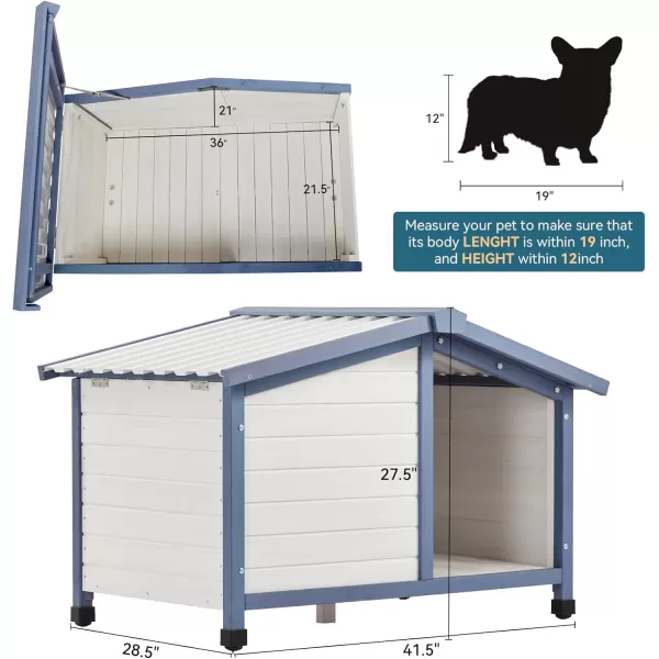 Petsfit Large Dog House 465quot L x 317quot W x 325quot H PVC Roof Outdoor Dog House for Small Medium Large Dogs Durable Dog House for Easy Clean and Assemble WhiteM42 L x 289 W x 275 H