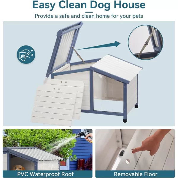 Petsfit Large Dog House 465quot L x 317quot W x 325quot H PVC Roof Outdoor Dog House for Small Medium Large Dogs Durable Dog House for Easy Clean and Assemble WhiteLarge465L x 317W x 325H