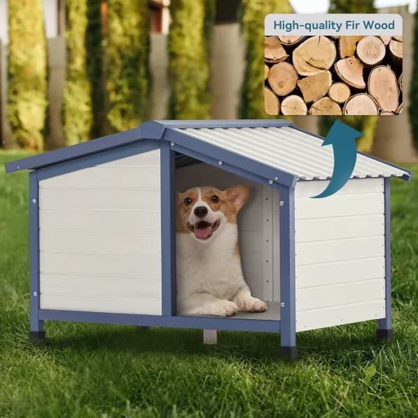 Petsfit Large Dog House 465quot L x 317quot W x 325quot H PVC Roof Outdoor Dog House for Small Medium Large Dogs Durable Dog House for Easy Clean and Assemble WhiteM42 L x 289 W x 275 H