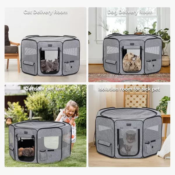 Petsfit Puppy Dog Playpen Indoor Small Playpen for Dogs Cat Playpen Outdoor Portable with Carrying Case Removable Zipper Sealed Cover Playpen Mat Grey Small 295quotx295quotx165quotHGrey