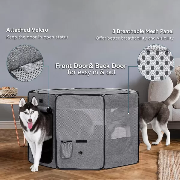 Petsfit Puppy Dog Playpen Indoor Small Playpen for Dogs Cat Playpen Outdoor Portable with Carrying Case Removable Zipper Sealed Cover Playpen Mat Grey Small 295quotx295quotx165quotHGrey