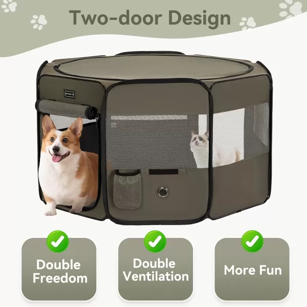 Petsfit Puppy Dog Playpen Indoor Small Playpen for Dogs Cat Playpen Outdoor Portable with Carrying Case Removable Zipper Sealed Cover Playpen Mat Grey Small 295quotx295quotx165quotHArmy Green