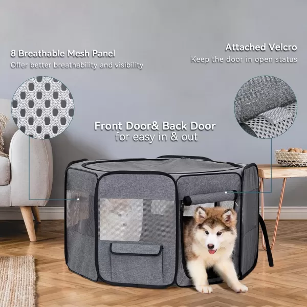 Petsfit Puppy Dog Playpen Indoor Small Playpen for Dogs Cat Playpen Outdoor Portable with Carrying Case Removable Zipper Sealed Cover Playpen Mat Grey Small 295quotx295quotx165quotHGrey