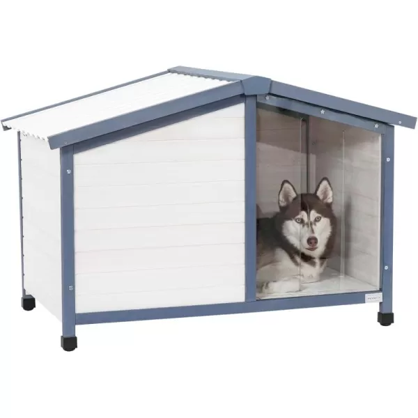 Petsfit Large Dog House 465quot L x 317quot W x 325quot H PVC Roof Outdoor Dog House for Small Medium Large Dogs Durable Dog House for Easy Clean and Assemble WhiteLarge465L x 317W x 325H