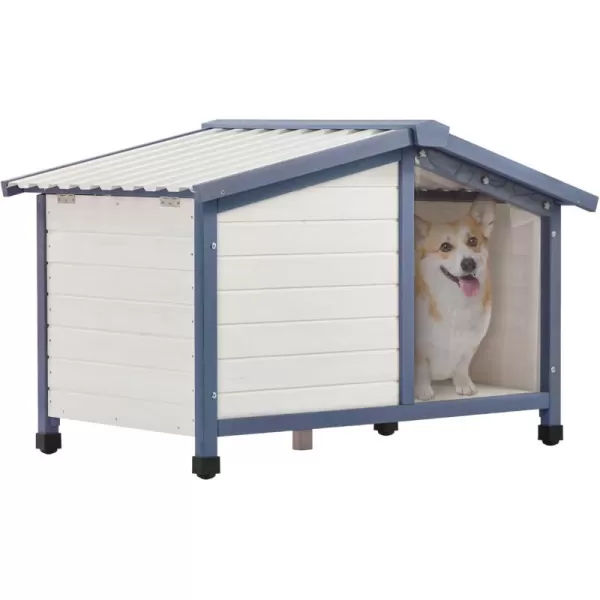 Petsfit Large Dog House 465quot L x 317quot W x 325quot H PVC Roof Outdoor Dog House for Small Medium Large Dogs Durable Dog House for Easy Clean and Assemble WhiteMedium42L x 289W x 275H