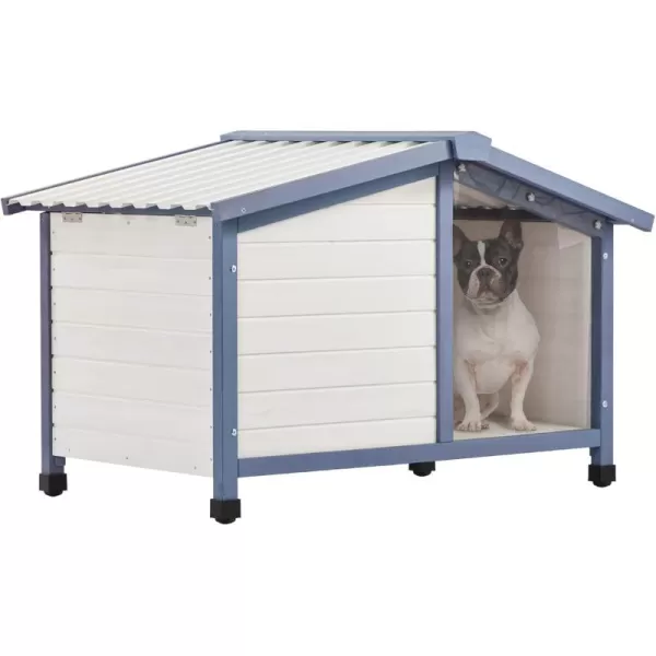 Petsfit Large Dog House 465quot L x 317quot W x 325quot H PVC Roof Outdoor Dog House for Small Medium Large Dogs Durable Dog House for Easy Clean and Assemble WhiteSmall33L x 225W x 252H