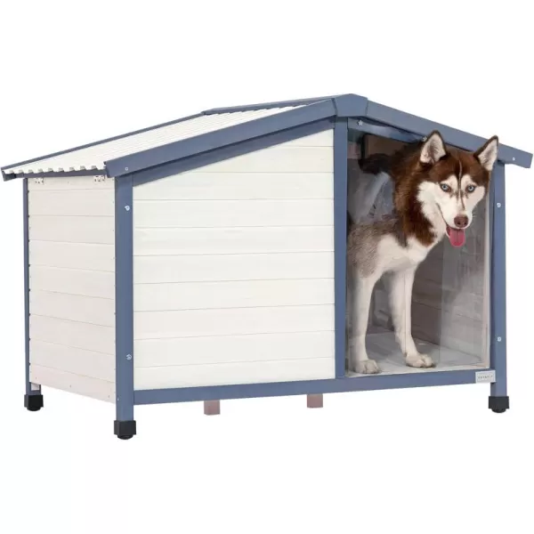 Petsfit Large Dog House 465quot L x 317quot W x 325quot H PVC Roof Outdoor Dog House for Small Medium Large Dogs Durable Dog House for Easy Clean and Assemble WhiteL465 L x 317 W x 325 H