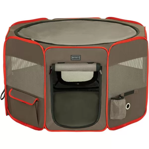 Petsfit Puppy Dog Playpen Indoor Small Playpen for Dogs Cat Playpen Outdoor Portable with Carrying Case Removable Zipper Sealed Cover Playpen Mat Grey Small 295quotx295quotx165quotHGreyBrown