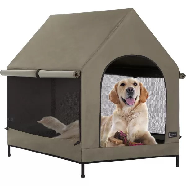 Petsfit 36 Inch Elevated Pet Dog House Portable Large Dog House with Removable Cover for Indoor and Outdoor Waterproof Raised Dog Houses for Large Dogs OutsideBlue36L x 252W x 353H InchesBrown