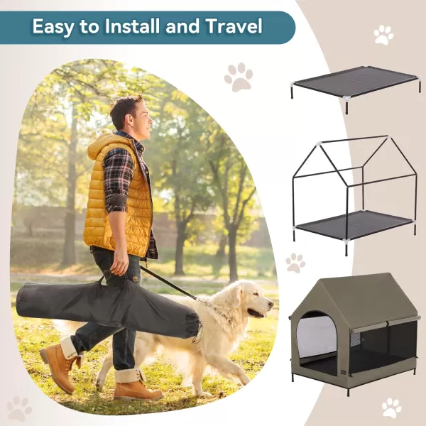 Petsfit 36 Inch Elevated Pet Dog House Portable Large Dog House with Removable Cover for Indoor and Outdoor Waterproof Raised Dog Houses for Large Dogs OutsideBlue36L x 252W x 353H InchesBrown