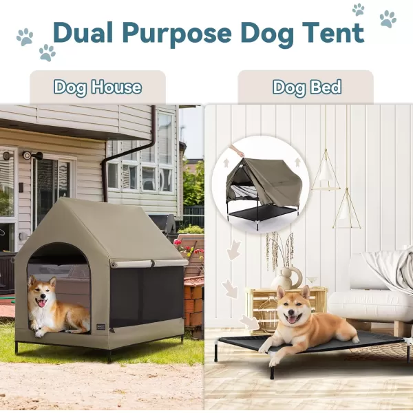 Petsfit 36 Inch Elevated Pet Dog House Portable Large Dog House with Removable Cover for Indoor and Outdoor Waterproof Raised Dog Houses for Large Dogs OutsideBlue36L x 252W x 353H InchesBrown