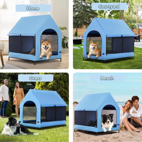 Petsfit 36 Inch Elevated Pet Dog House Portable Large Dog House with Removable Cover for Indoor and Outdoor Waterproof Raised Dog Houses for Large Dogs OutsideBlue36L x 252W x 353H InchesBlue