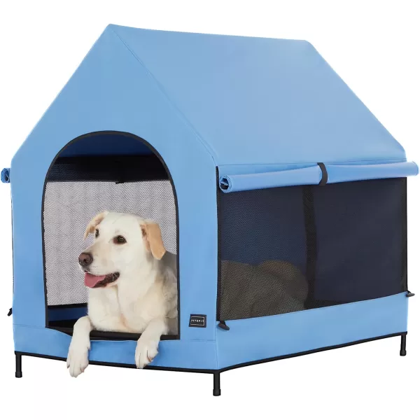 Petsfit 36 Inch Elevated Pet Dog House Portable Large Dog House with Removable Cover for Indoor and Outdoor Waterproof Raised Dog Houses for Large Dogs OutsideBlue36L x 252W x 353H InchesBlue