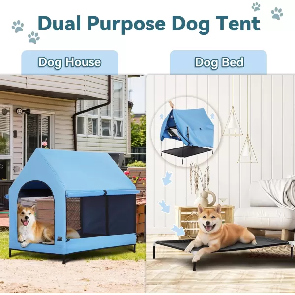 Petsfit 36 Inch Elevated Pet Dog House Portable Large Dog House with Removable Cover for Indoor and Outdoor Waterproof Raised Dog Houses for Large Dogs OutsideBlue36L x 252W x 353H InchesBlue