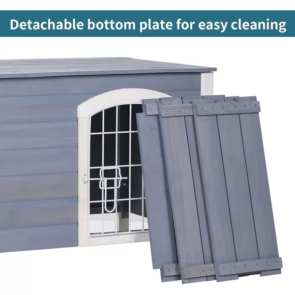 Petsfit 47quot Dog House Outdoor with Waterproof PVC Roof Extra Large Dog House for 2 Medium Dogs Dog House Outdoor Large Breed XXL Dog Houses with Window Gray315 Grey  Indoor Use