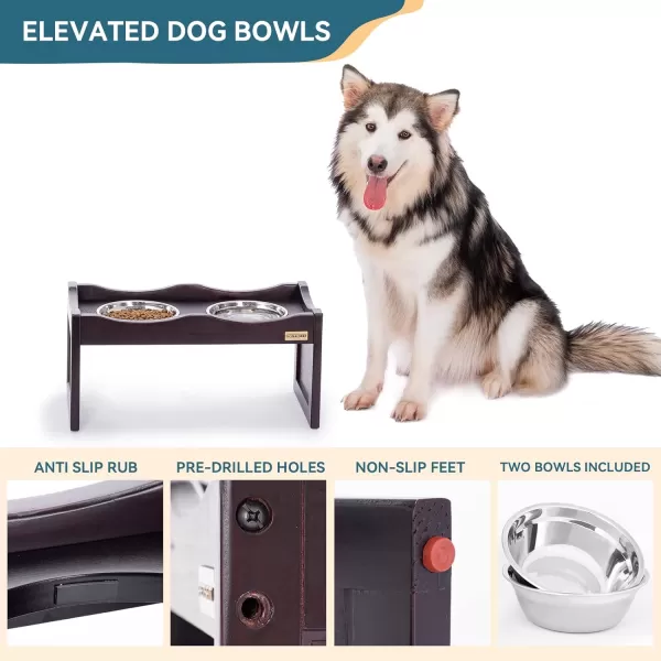 Petsfit Dog Feeding Station with 2 Stainless Steel Bowls for Small DogEspresso