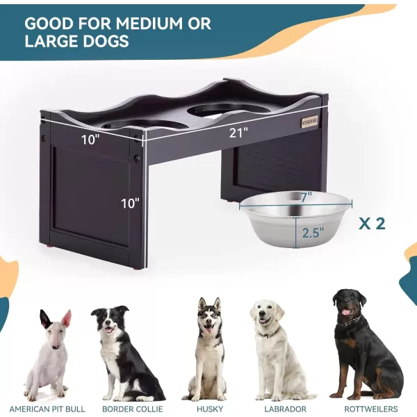 Petsfit Dog Feeding Station with 2 Stainless Steel Bowls for Small DogEspresso