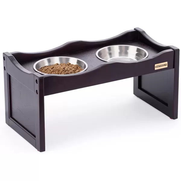 Petsfit Dog Feeding Station with 2 Stainless Steel Bowls for Small DogEspresso