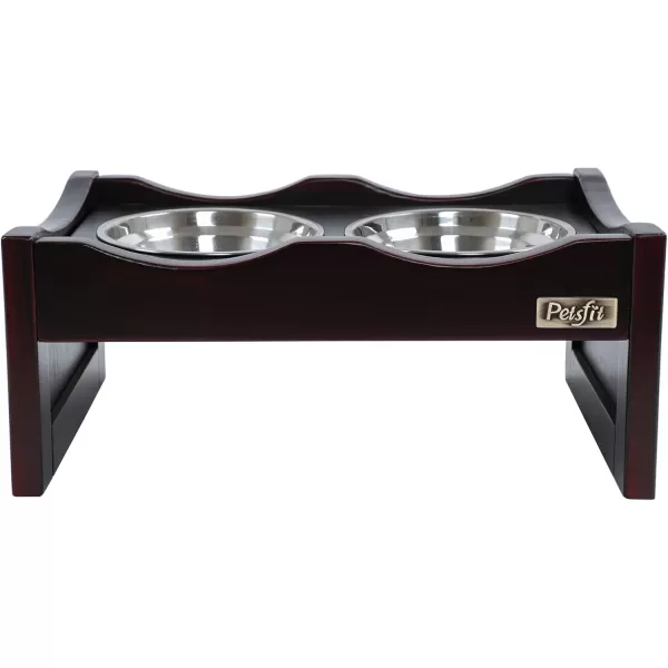 Petsfit Dog Feeding Station with 2 Stainless Steel Bowls for Small DogEspresso