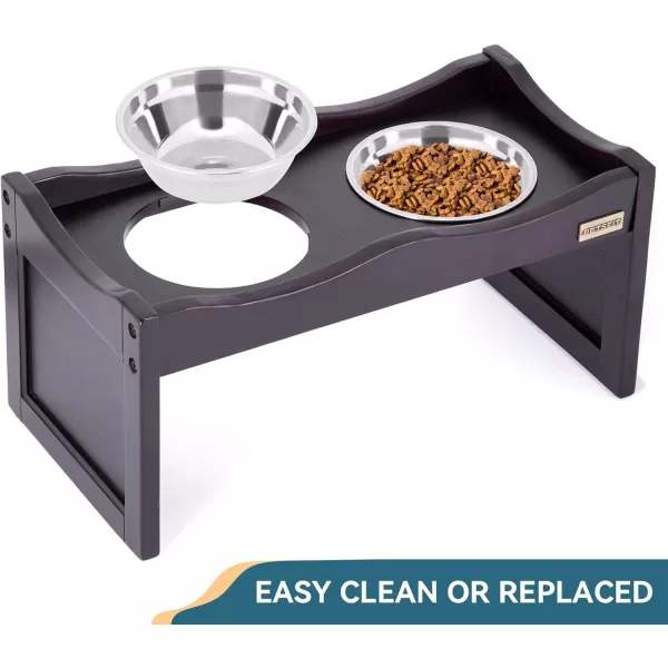 Petsfit Dog Feeding Station with 2 Stainless Steel Bowls for Small DogEspresso