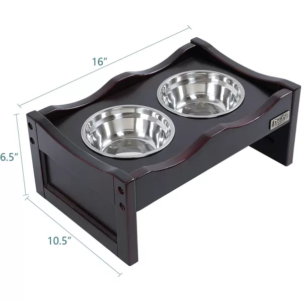 Petsfit Dog Feeding Station with 2 Stainless Steel Bowls for Small DogEspresso